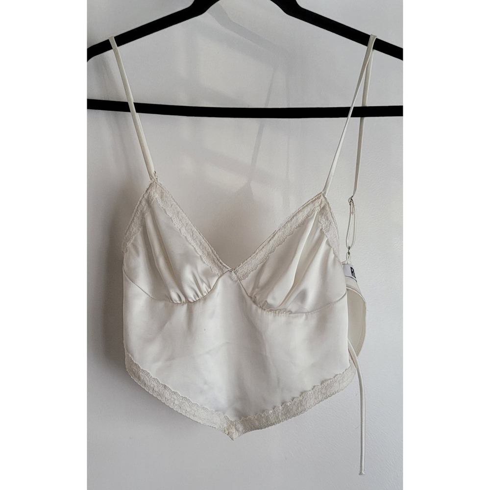 REBELFLOW Tank Top Women Small White V-Neck Sleeveless Casual Boho Cami